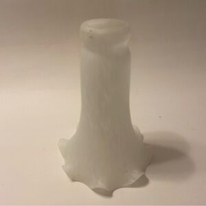 Tulip Lily Flower Glass Lamp Shade Replacement White Flared Ruffled Edge 5.78”